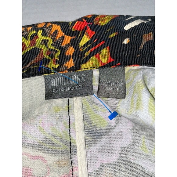 Additions by Chicos Colorful Hawaiian Luau floral Button Artsy Fun Jacket Top 1 - Picture 10 of 11